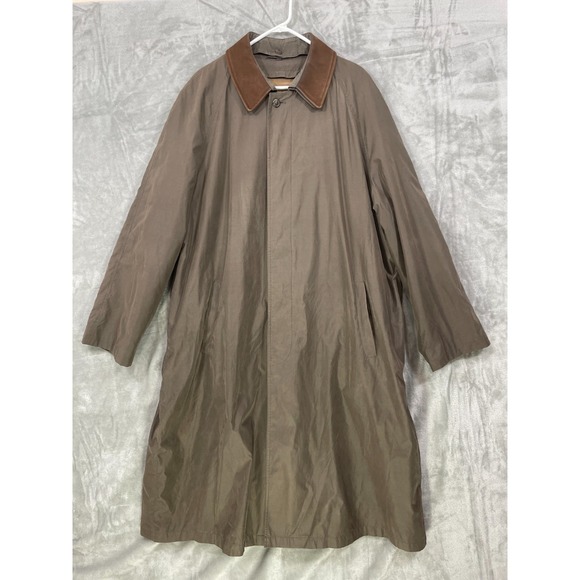 Joseph Abboud Trench Coat Men's 48L Olive w/ Removable Wool Blend Liner Classic